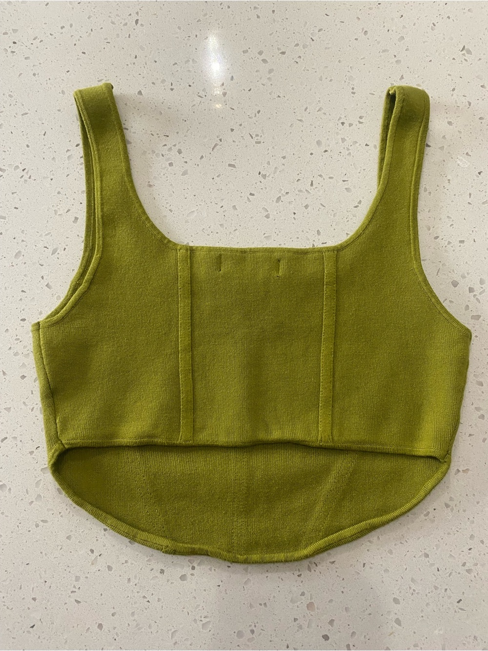 EUC House of Harlow Chartreuse Corset-style Crop Top - Picture 2 of 3